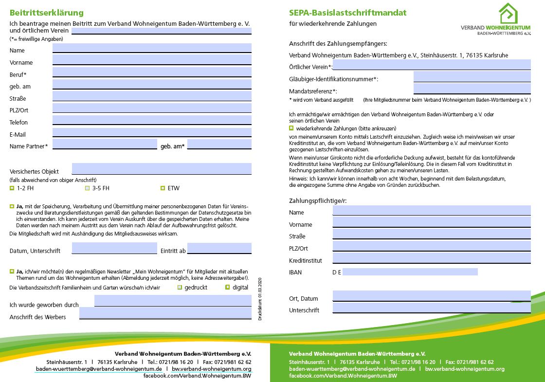 Abbildung Beitrittserklärung