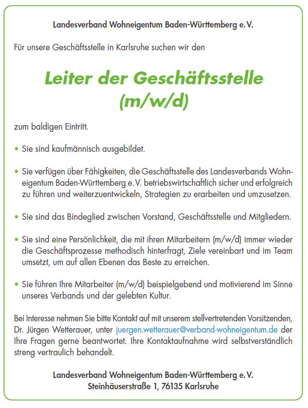 Stellenanzeige Geschäftsführer