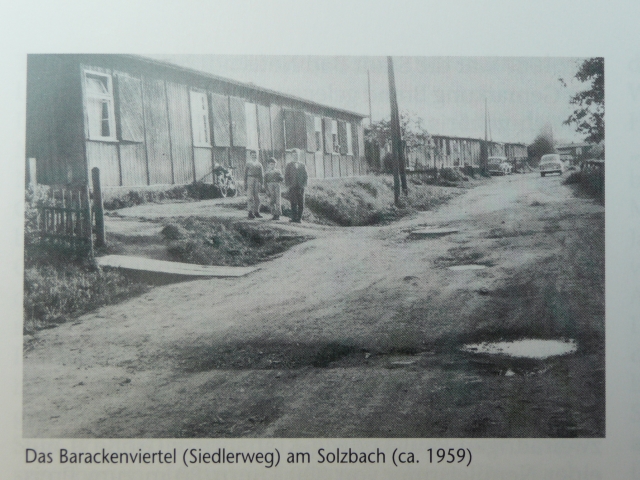 Baracken am Solzbach im Jahr 1959