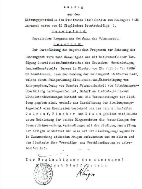 Sitzungsprotokoll von 1934