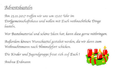 Einladung zum Adventsbasteln