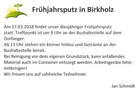 Einladung Dorfputz