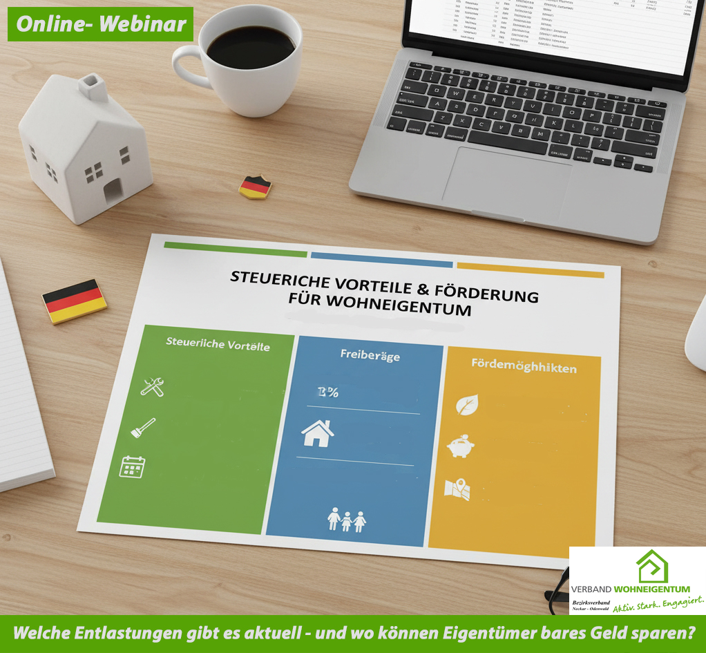 Welche Entlastungen gibt es aktuell - und wo können Eigentümer bares Geld sparen?   Im Webinar geben wir einen kompakten Überblick über steuerliche Vorteile, Freibeträge und Fördermöglichkeiten, die speziell für selbstgenutztes Wohneigentum releva