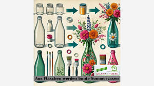 Aus Flaschen werden bunte Sommervasen