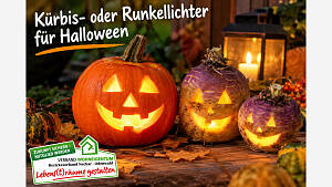 Kürbis- oder Runkellichter für Halloween