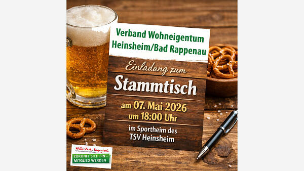 Themenbild: Stammtisch des "Verband Wohneigentum Heinsheim/Bad Rappenau"