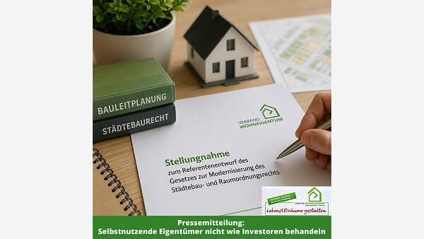Themenbild: Pressemitteilung: Selbstnutzende Eigentümer nicht wie Investoren behandeln