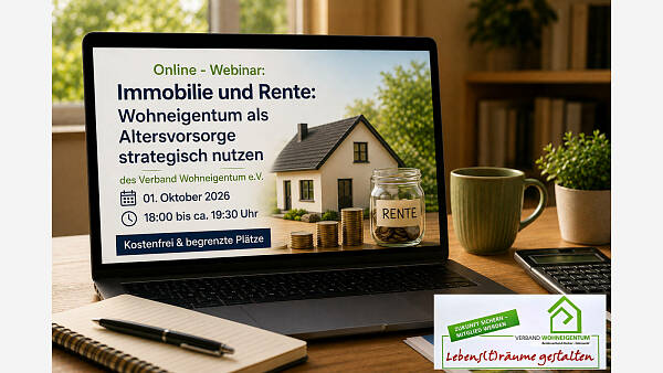 Themenbild: Online - Webinar: Immobilie und Rente: Wohneigentum als Altersvorsorge strategisch nutzen