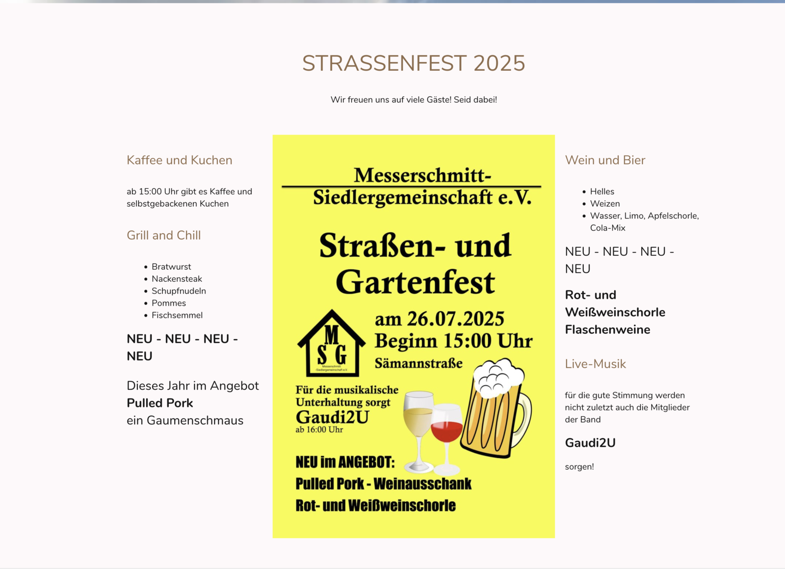 Programm Straßenfest