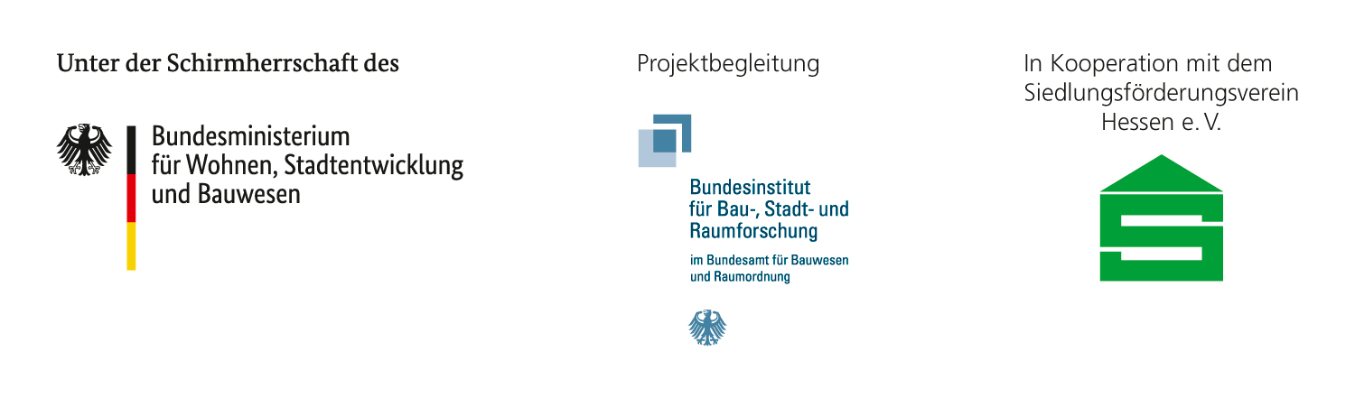 Logos der Unterstützer: BMWSB, BBSR, Siedlungsförderungsverein