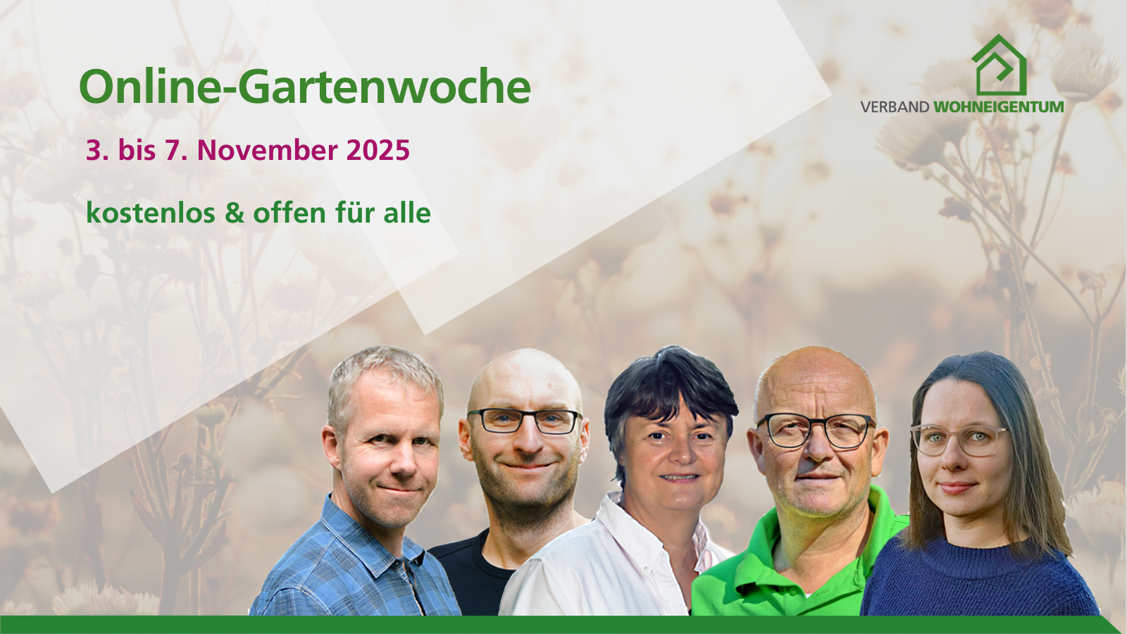 Das Team der Gartenberatung vor herbstlichem Hintergrund