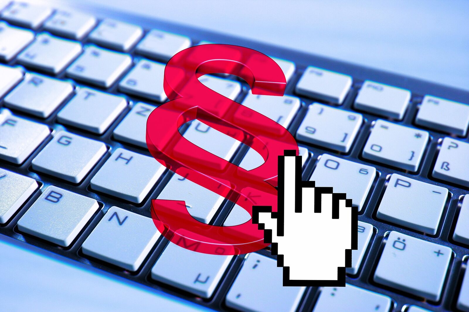 Tastatur mit einem roten Paragraphen-Symbol darauf