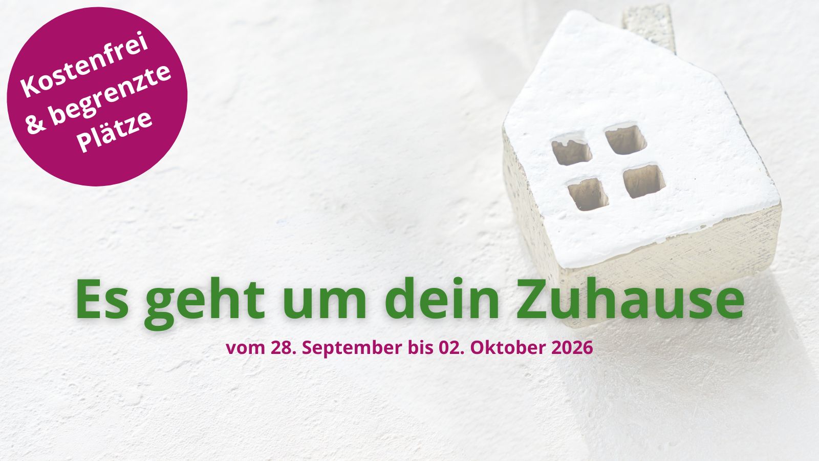 Symbolbild der Online-Woche mit kleinem Haus und Text