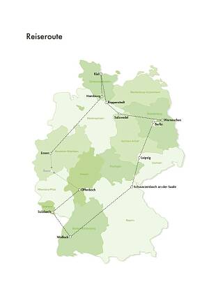 Karte mit Reiseroute