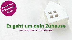 Symbolbild der Online-Woche mit kleinem Haus und Text