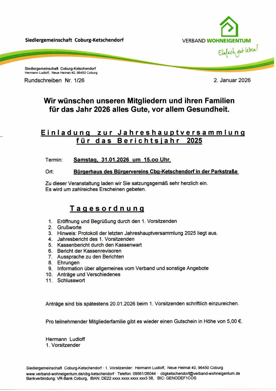 Rundschreiben Nr. 1 von 2026