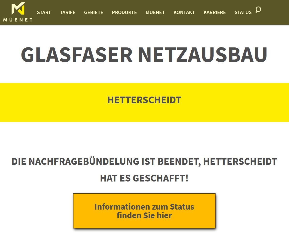 Screenshot der Website der Muenet