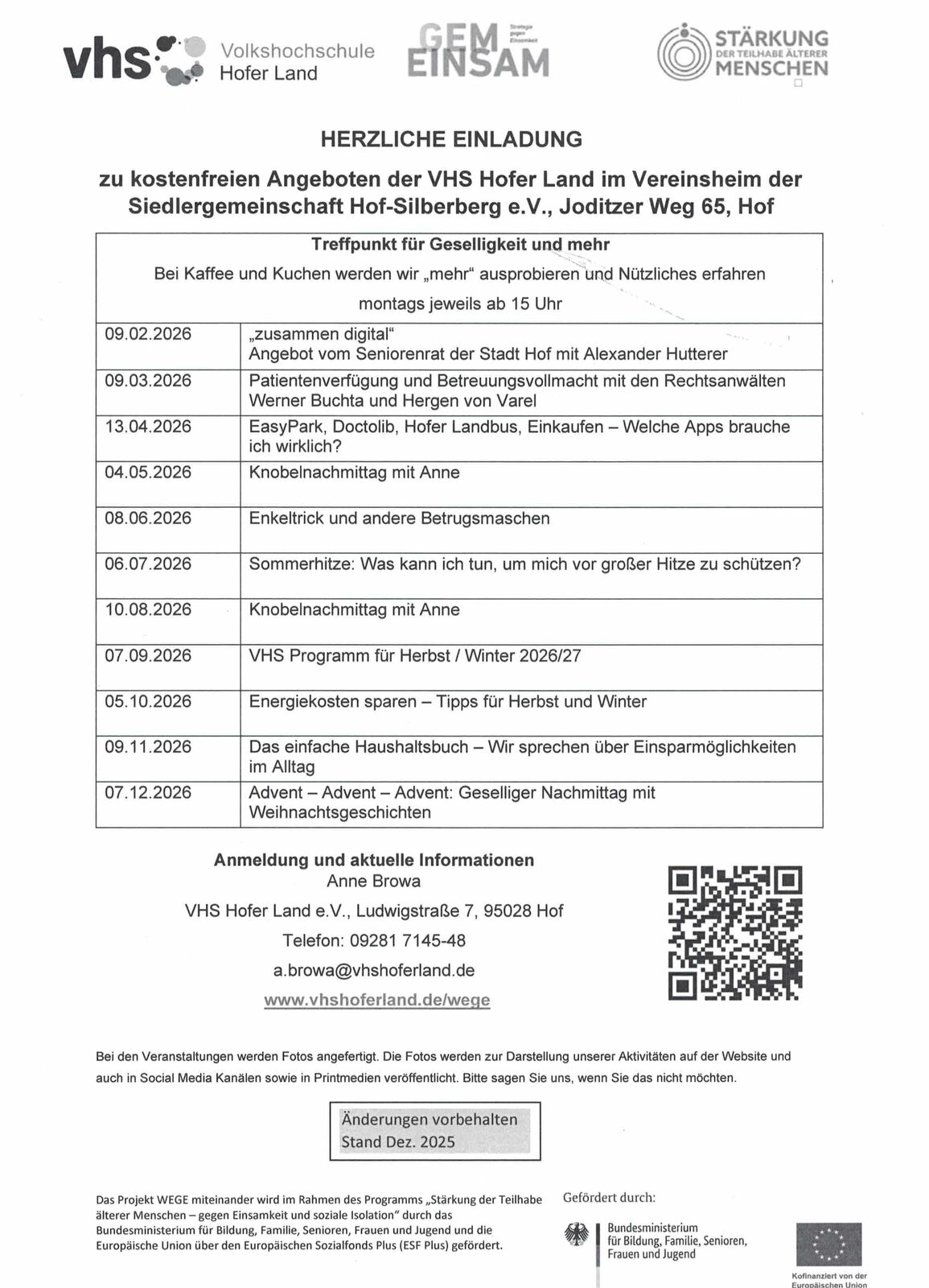 Flyer VHS Treffpunkt