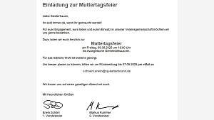 Einladung Muttertagsfeier 2025