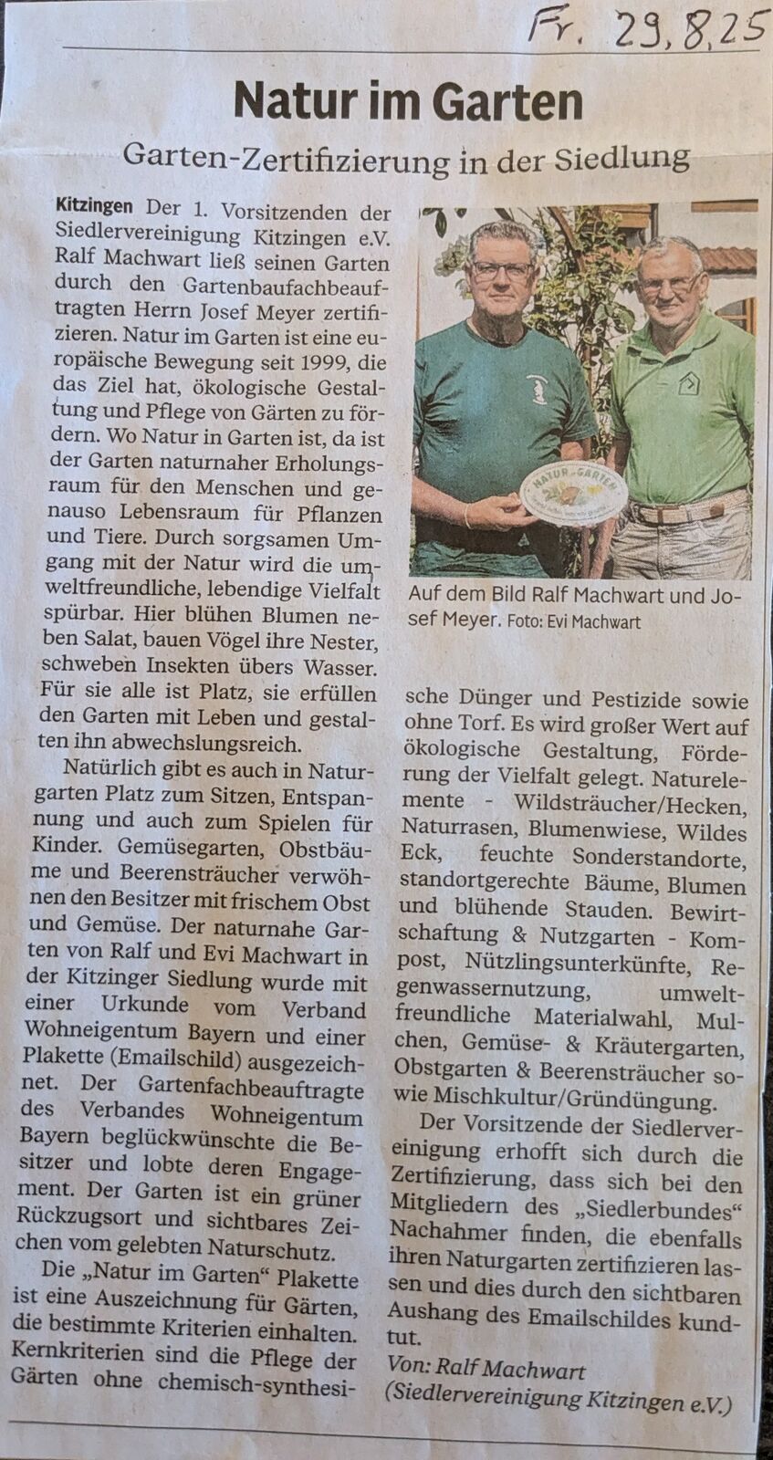 Zertifizierung Natur im Garten