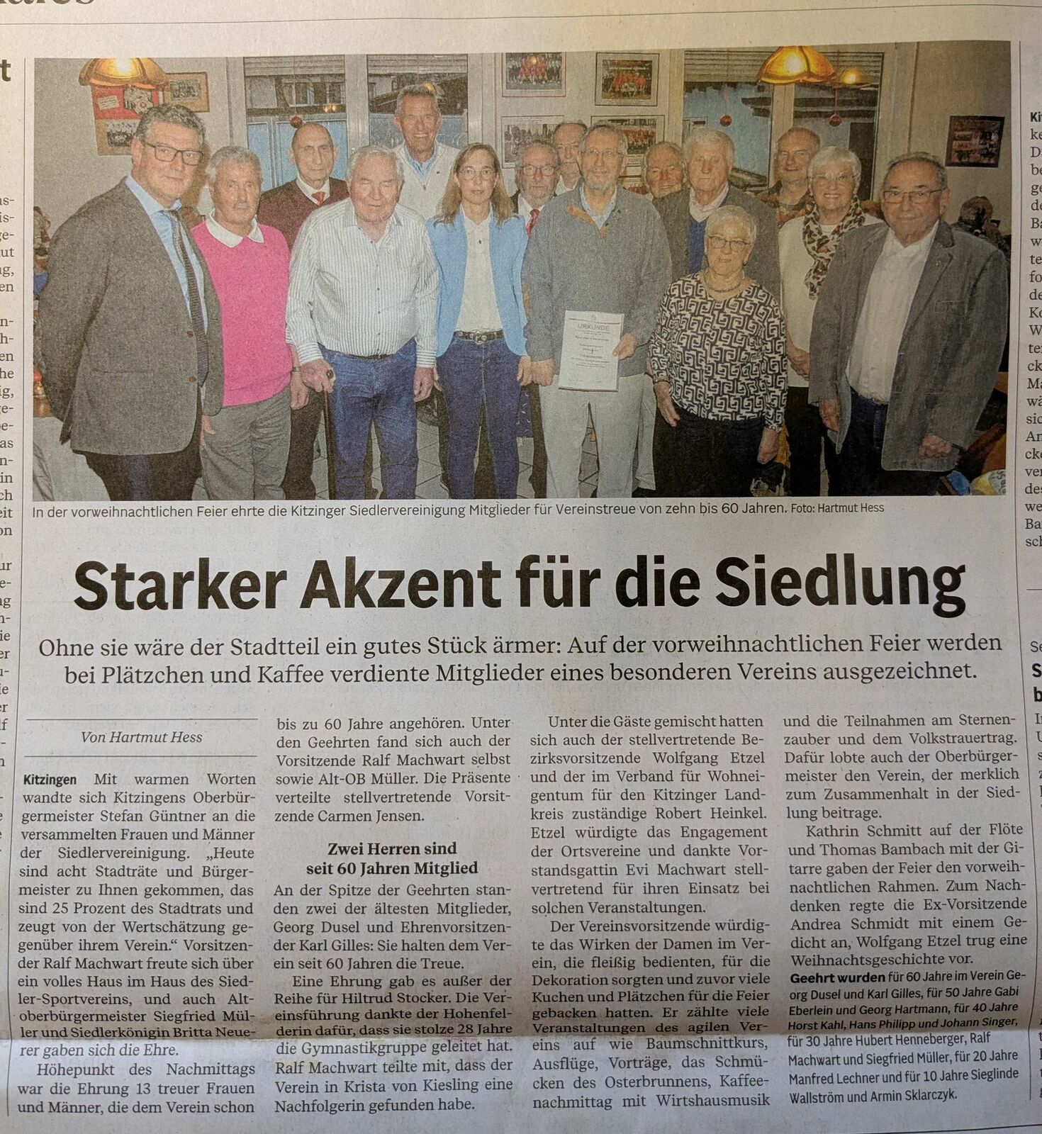 Vorweihnachtliche Feier 2025 Kitzinger Zeitung