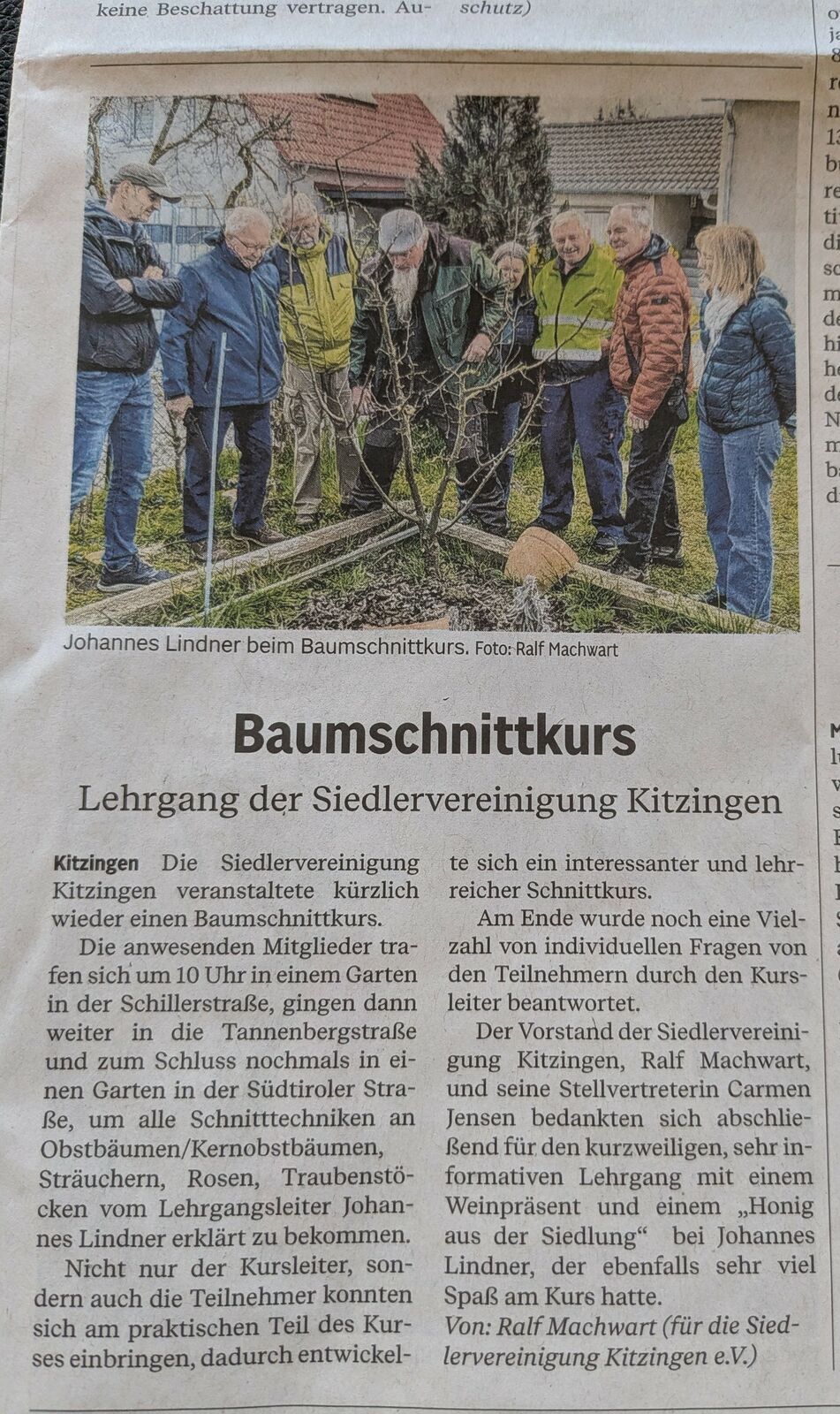 Bericht Baumschnittkurs 2026