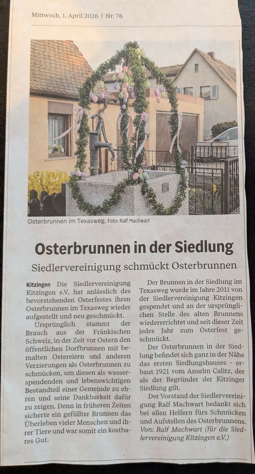 Osterbrunnen26 Zeitungsartikel