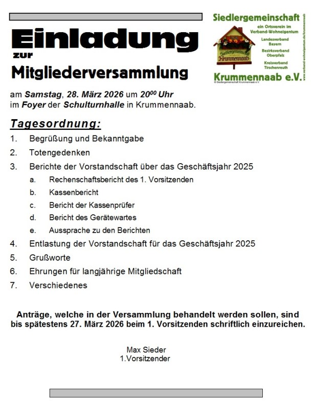Einladung Mitgliederversammlung 2026