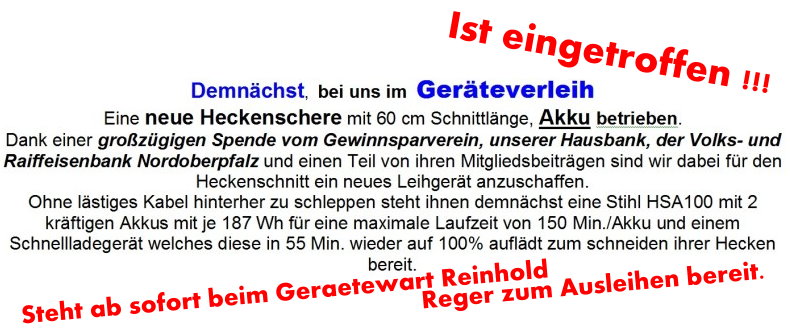 Neue Heckenschere eingetroffen