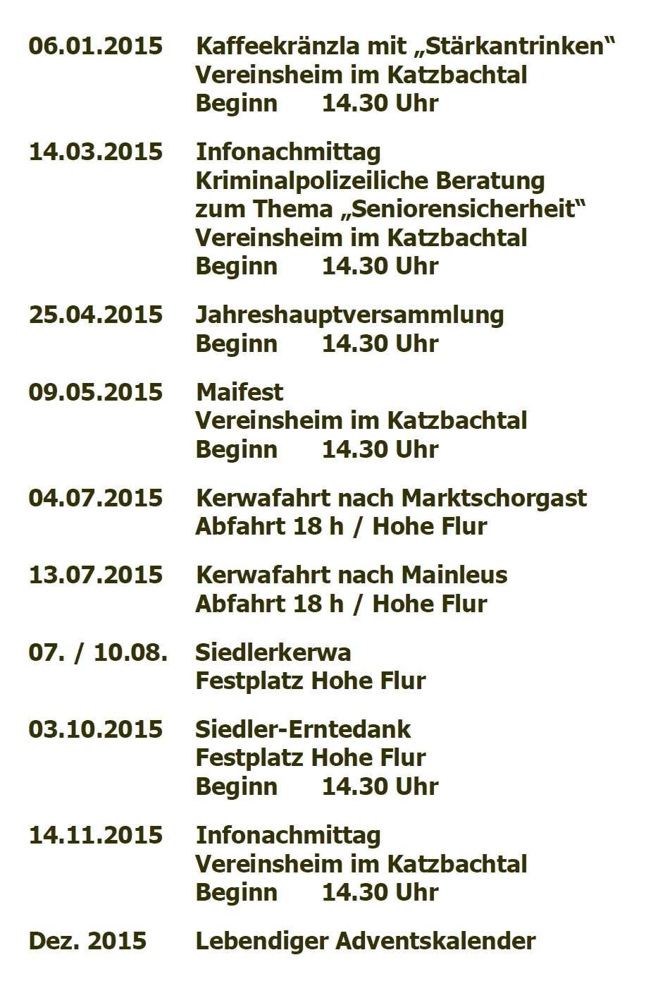 Jahresprogramm 2015