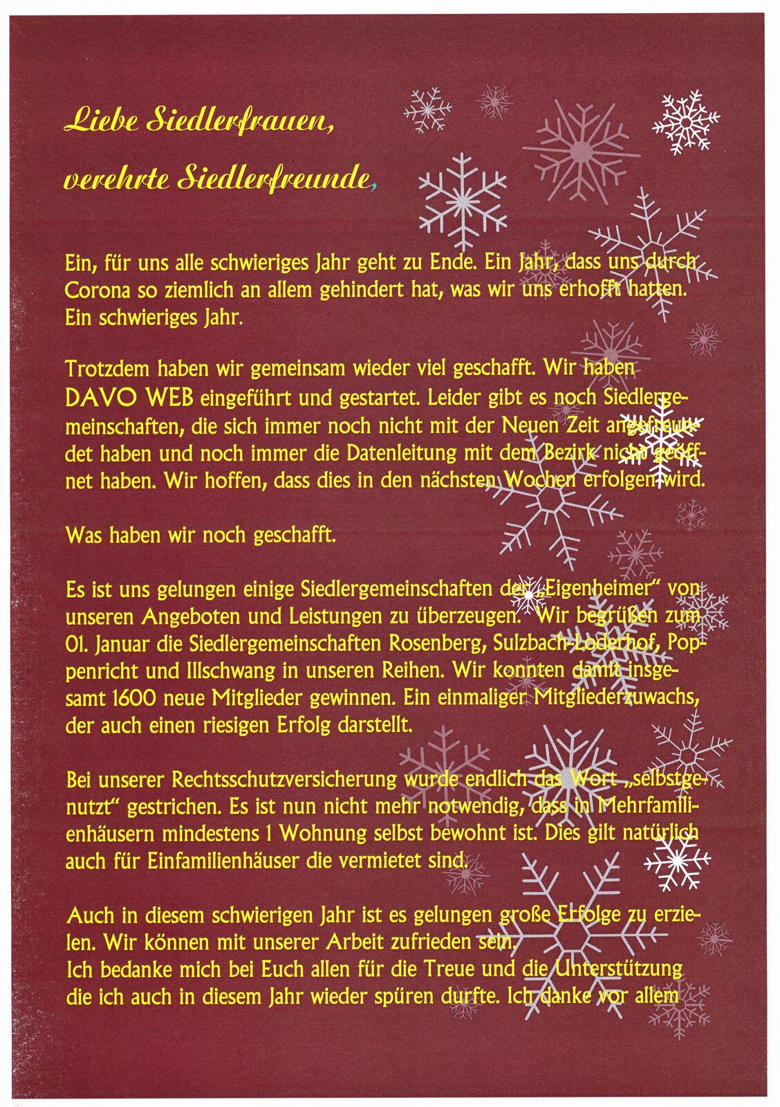 Weihnachtsgruß 2020 Seite 1