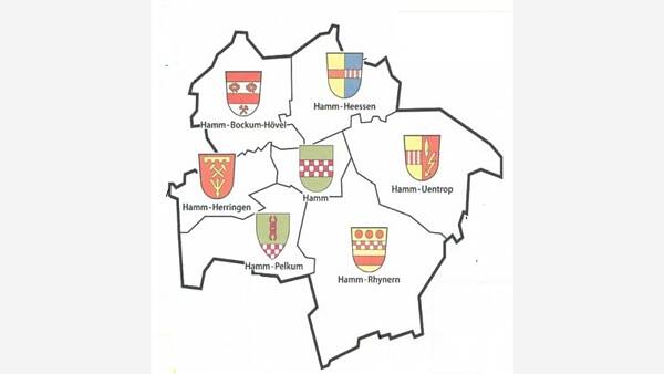 Themenbild: Stadtplan Hamm mit Bezirken