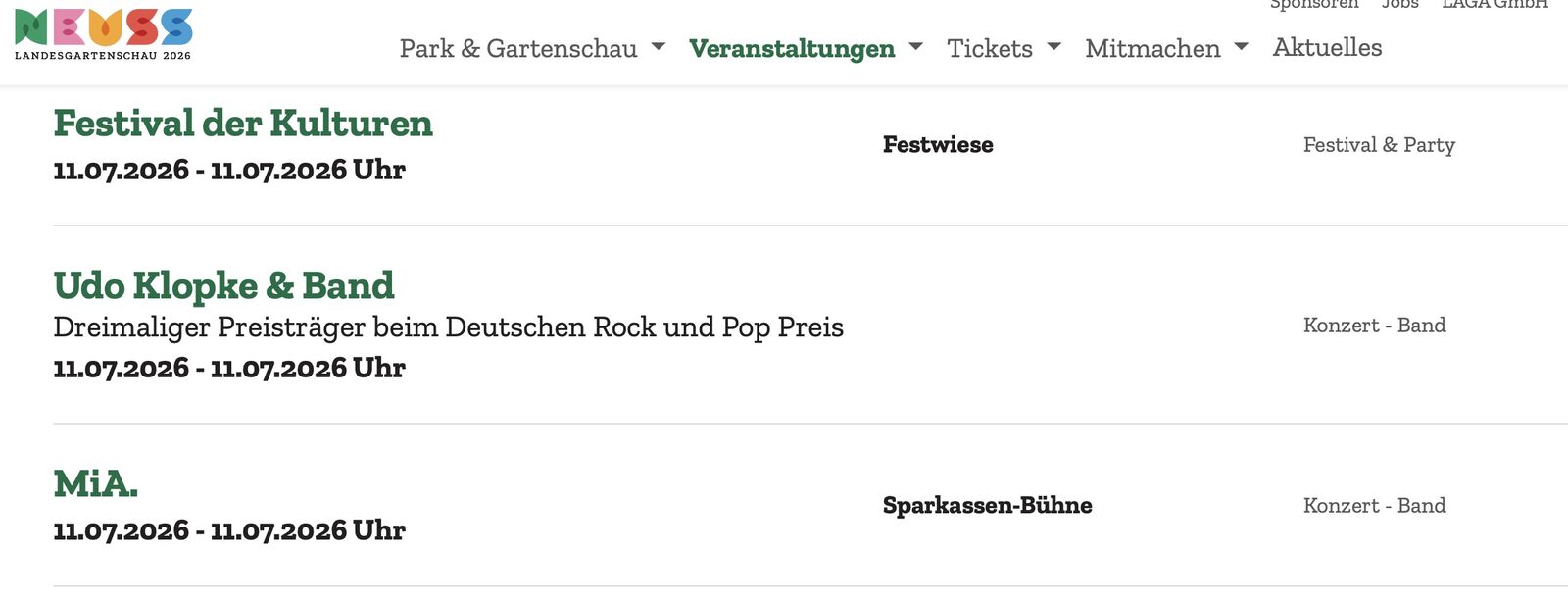 Programm am 11.07.26