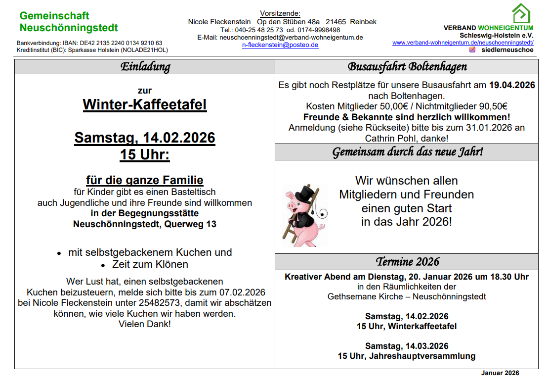 Anmeldung Busausfahrt Boltenhagen 2026, Winter- Kaffeetafel