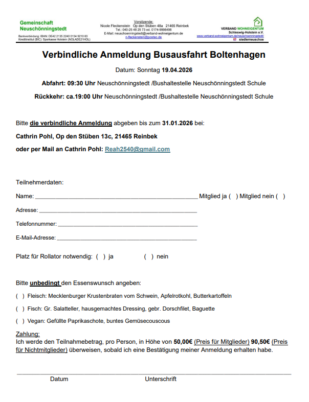 Anmeldung Busausfahrt Boltenhagen 2026