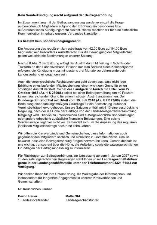 Beitragserhöhung 2027