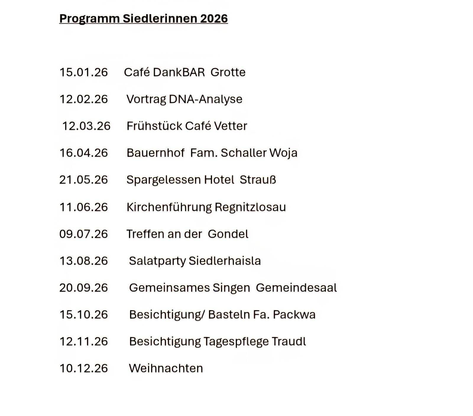 Programm Siedlerfrauen 2026