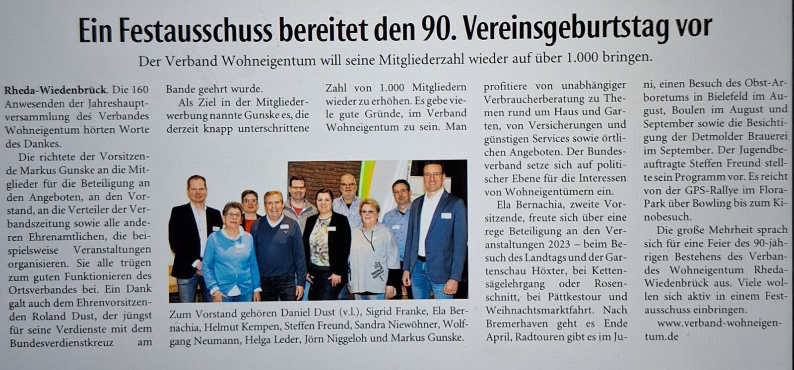 Ein Festausschuss bereitet den 90 Vereinsgeburtstag vor
