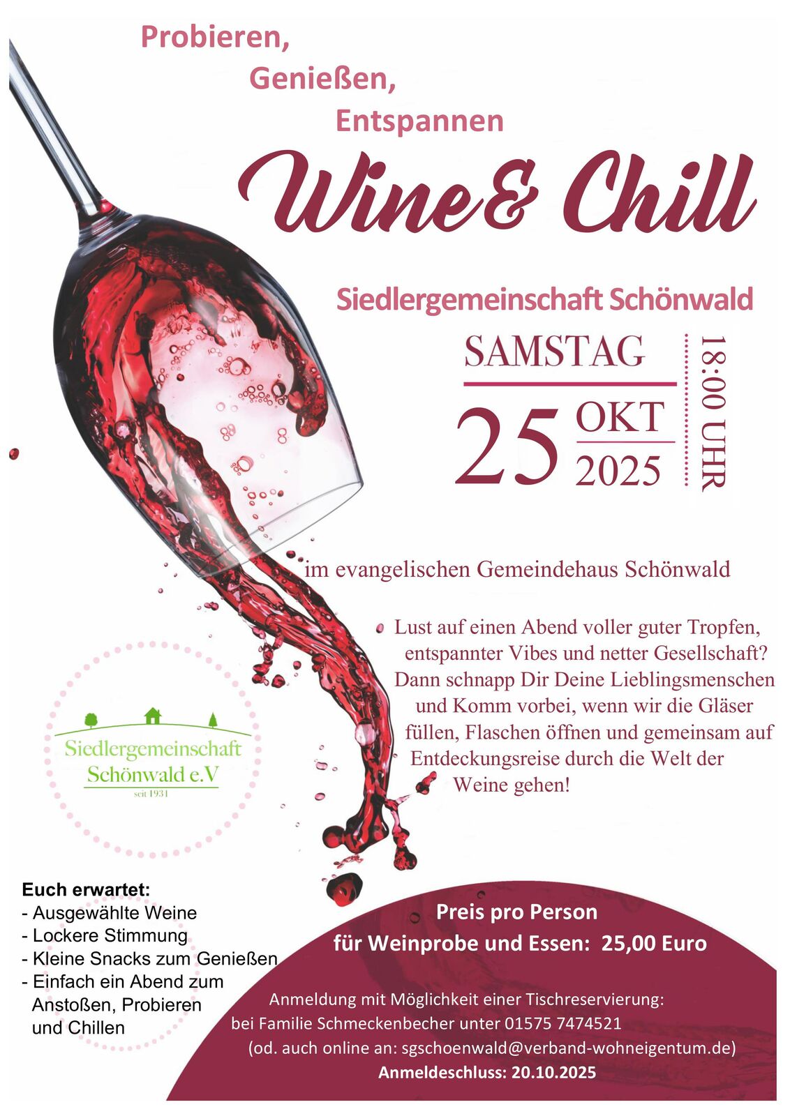 Plakat mit Einladung zur Weinprobe