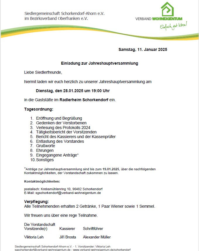 Einladung JHV 2024