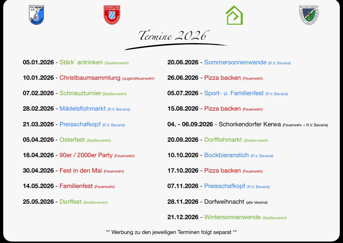 Veranstaltungskalender 2026