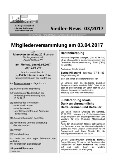 Siedlerinfo März 2017