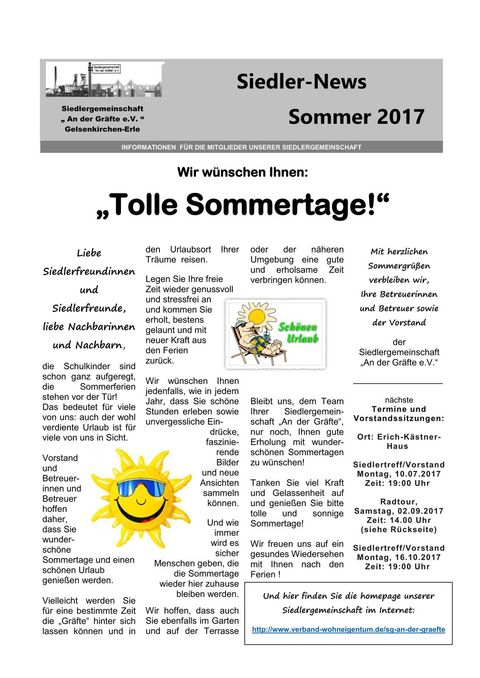 Siedlerinfo Sommer 2017 Seite 1