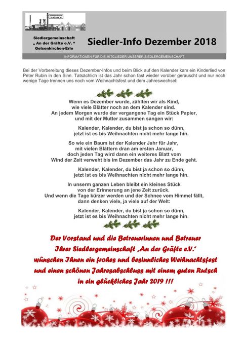 Siedlerinfo Weihnachten 2018