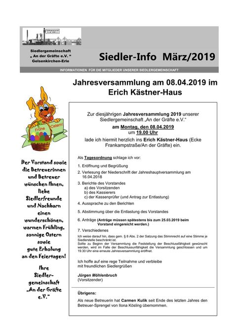 Siedlerinfo  März 2019