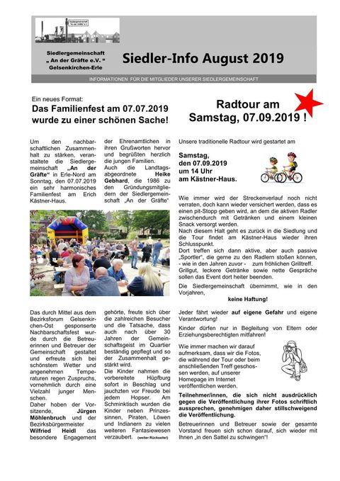 Siedlerinfo August 2019 Seite 1