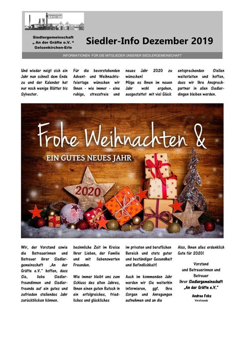 Siedlerinfo Weihnachten 2019 Seite 1