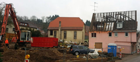 Abrissarbeiten in der Gundelsheimer Straße