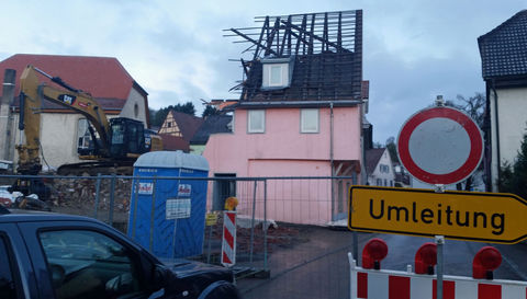 Abrissarbeiten in der Gundelsheimer Straße