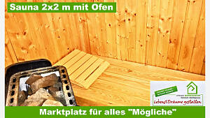 Sauna 2x2 m mit Ofen und Thermostat